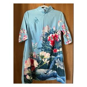 Floral Print Cheongsam Dress